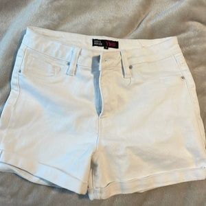YMI white high waisted jean shorts